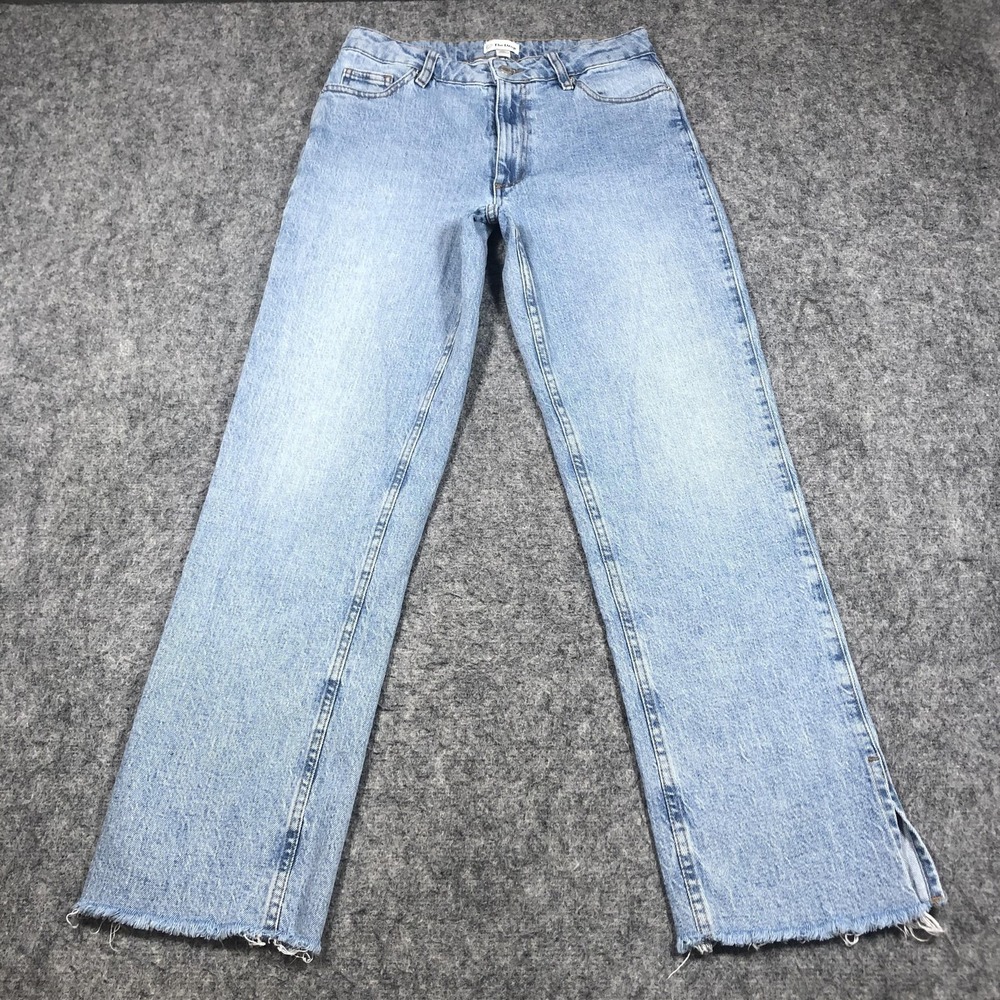 The Drop Jeans Womens 27 Light Wash High Rise Straight Raw Hem Stretch Denim